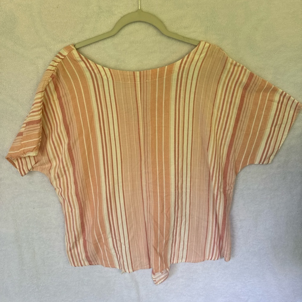 PLUS SIZE Como Vintage Pink and Cream Striped Blouse size XXL - Picture 6 of 9